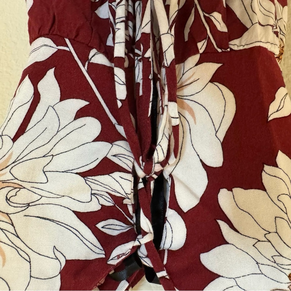 Forever 21 Boho Festival Floral Maxi Dress | XS | Y2K Burgundy White - Picture 5 of 8
